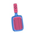 Plastic Hairbrush with Handle as Professional Hairdressing Tool and Accessory for Hairdo Vector Illustration