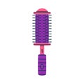 Plastic Hairbrush with Handle as Professional Hairdressing Tool and Accessory for Hairdo Vector Illustration