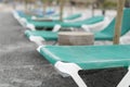 Plastic hammocks on a beach Royalty Free Stock Photo