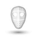 Plastic hockey full face mask isolated on white front view, 3d vector clipart photo horror mask