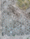 Plastic honeycomb plate retains soil and moisture from the honeycomb Royalty Free Stock Photo