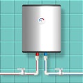 Plastic hot and cold water pipes with boiler, vector illustration Royalty Free Stock Photo