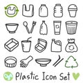Plastic icon set hand drawn line Royalty Free Stock Photo