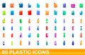 60 plastic icons set, cartoon style Royalty Free Stock Photo