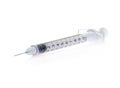 Plastic insulin syringe isolated on white Royalty Free Stock Photo