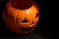 Plastic Jacko lantern in dim light. Royalty Free Stock Photo