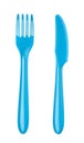 Plastic knife and fork isolated