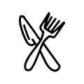 plastic knife and fork line vector doodle simple icon Royalty Free Stock Photo