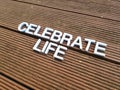 Plastic letters forming the words Celebrate Life