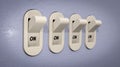 Plastic Light Switches in the ON position Royalty Free Stock Photo