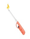 Plastic lighter for kitchen or cigarette gas lighter smoker accessory vector illustration isolated on white background Royalty Free Stock Photo