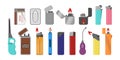 Plastic lighter set. Gas flame. Accessory for smoking.