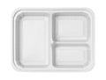 Plastic lunch box three compartment separated top view