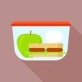 Plastic lunchbox container icon, flat style