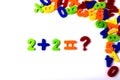 Plastic, magnetic numbers, multicolor. for the board, top view, no people,