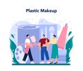 Plastic make up artist concept. Professional artist applying cosmetics