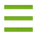 Plastic measuring rulers in centimeters, inches, millimeter - aparted and combined. Vector. Royalty Free Stock Photo