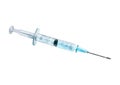 Plastic medical syringe with transparent medicine, with needle isolated on white background Royalty Free Stock Photo