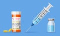 Plastic Medical Syringe and Vaccine Vial Icon