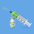 Plastic medical syringe and vial icon