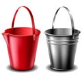 Plastic and metal bucket set