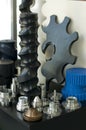 Plastic and metal machine parts. Royalty Free Stock Photo