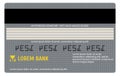 Plastic money back view. Debit or credit card mockup