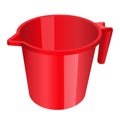 Plastic mug, jug, container, red color, utensil, tumbler volume