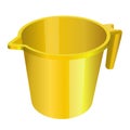 Plastic mug, jug, container, yellow color, utensil, tumbler volume
