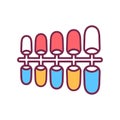 Plastic multi-colored palette of nail polishes color line icon. Nail service. Beauty industry. Pictogram for web page, promo