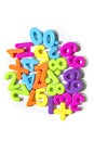 Plastic numbers maths symbols Royalty Free Stock Photo