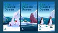 Plastic ocean banners with animals and garbage
