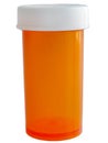 Plastic opaque medicine bottle pharmacy vial amber color, plastic container for pills, isolated white background with clipping Royalty Free Stock Photo