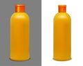 Plastic orange bottle for juice, shampoo and water