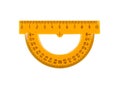 Plastic orange ruler, protractor for measuring centimes Royalty Free Stock Photo