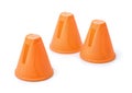 Plastic orange slalom skating cones Royalty Free Stock Photo