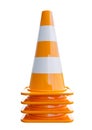 Plastic orange traffic cone stacked isolated on white background Royalty Free Stock Photo