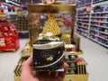 Plastic packaging of delicious Italian Ferrero Rocher chocolates in hand for sale in Auchan shopping center on December 25, 2019