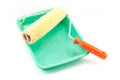 Plastic paint tray with painter roller brush Royalty Free Stock Photo