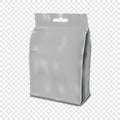Plastic or paper bag with euro slot realistic vector mock-up. Blank side gusset pouch with hanging hole mockup Royalty Free Stock Photo