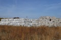 Plastic bales at the waste processing plant. Separate garbage collection. Recycling and storage of waste for further disposal. Env Royalty Free Stock Photo