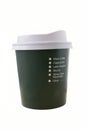 Plastic/paper coffee cup for take-away on white