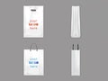 Plastic and paper shopping bags vector isolated 3D realistic white blank packaging with handles templates for branding Royalty Free Stock Photo