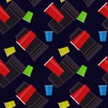 Plastic party cups seamless vector pattern