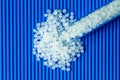 Plastic pellets. Transparent Polyethylene granules. Plastic Raw material .High Density Polyethylene PE-HD. PE-LD. Royalty Free Stock Photo