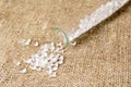 Plastic pellets. Transparent Polyethylene granules. Plastic Raw material Royalty Free Stock Photo