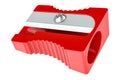 Plastic Pencil Sharpener, red color. 3D rendering Royalty Free Stock Photo