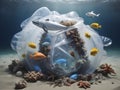 Plastic Peril. Unveiling the Tragedy of Marine Creatures Ensnared Royalty Free Stock Photo