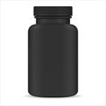 Plastic pill bottle. Black 3d Mockup Template