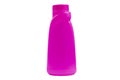 Plastic pink bottle for detergent cleaning agent iIsolated on white background. Pink Plastic bottle isolated with clipping path. E